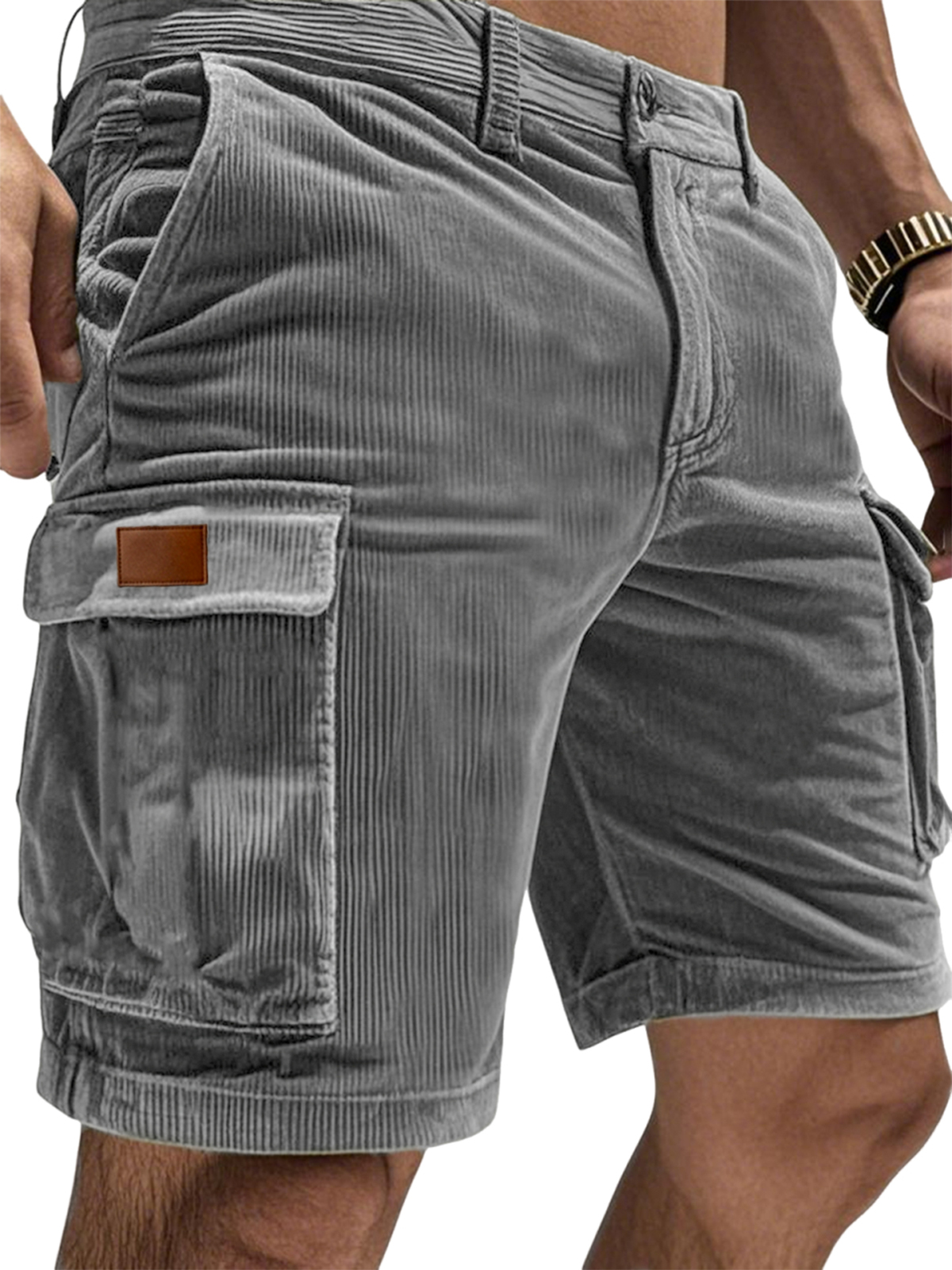 Corduroy Retro Casual Multi-Pocket Shorts