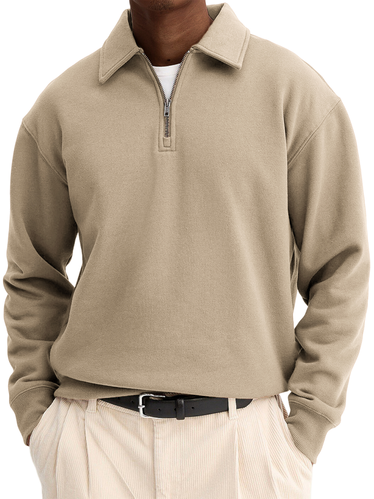 Men's Stylish Quarter-zip Basic Casual Pullover Sweatshirt