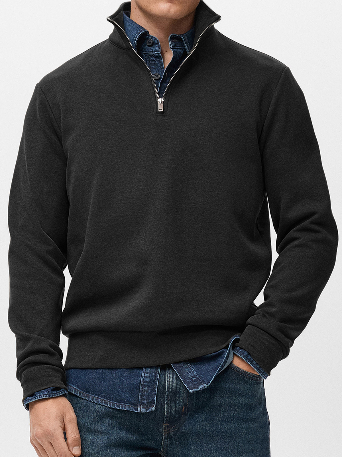 Men's Simple Heavyweight Everyday Quarter Zip Pullover