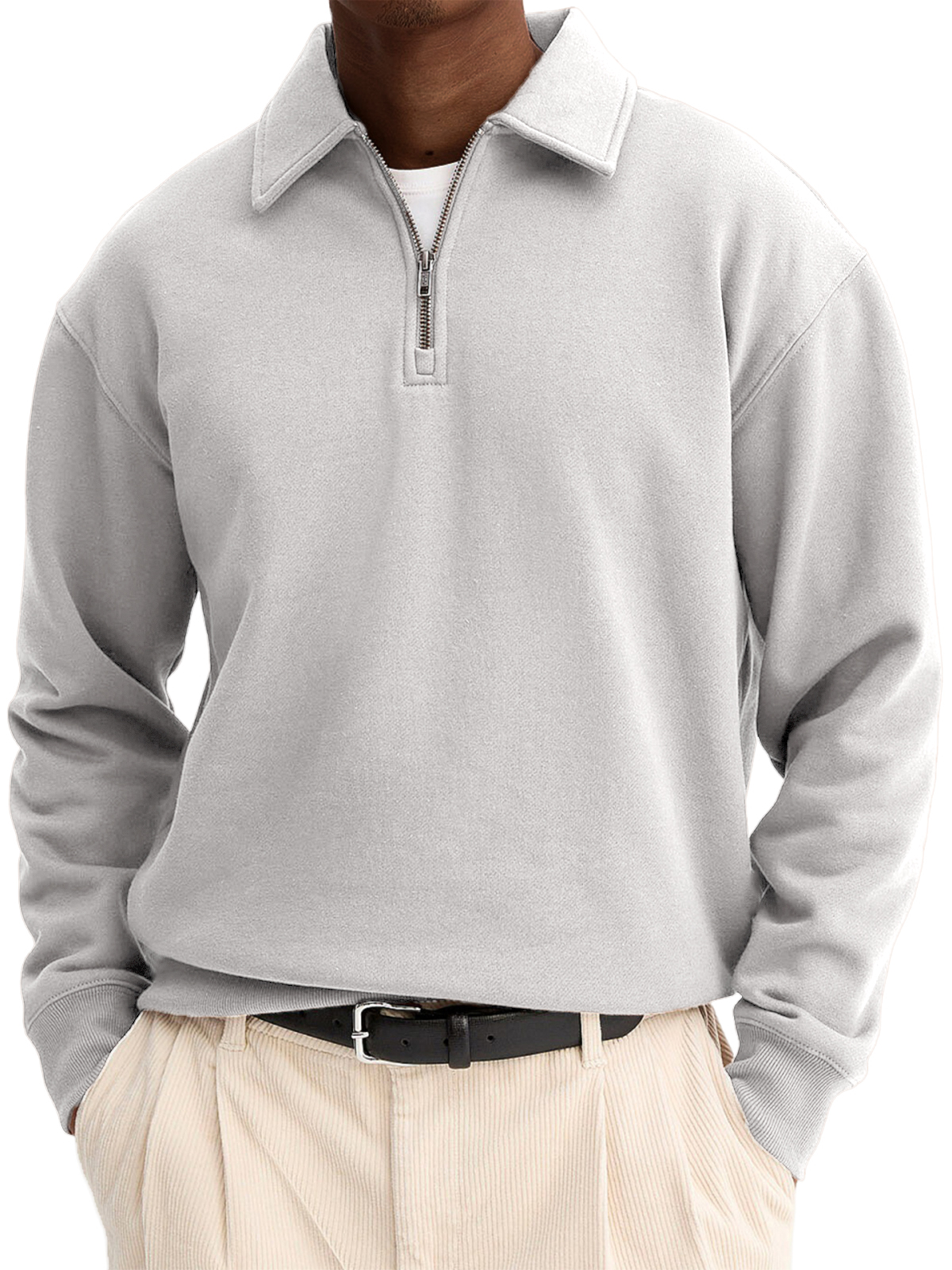 Men's Stylish Quarter-zip Basic Casual Pullover Sweatshirt