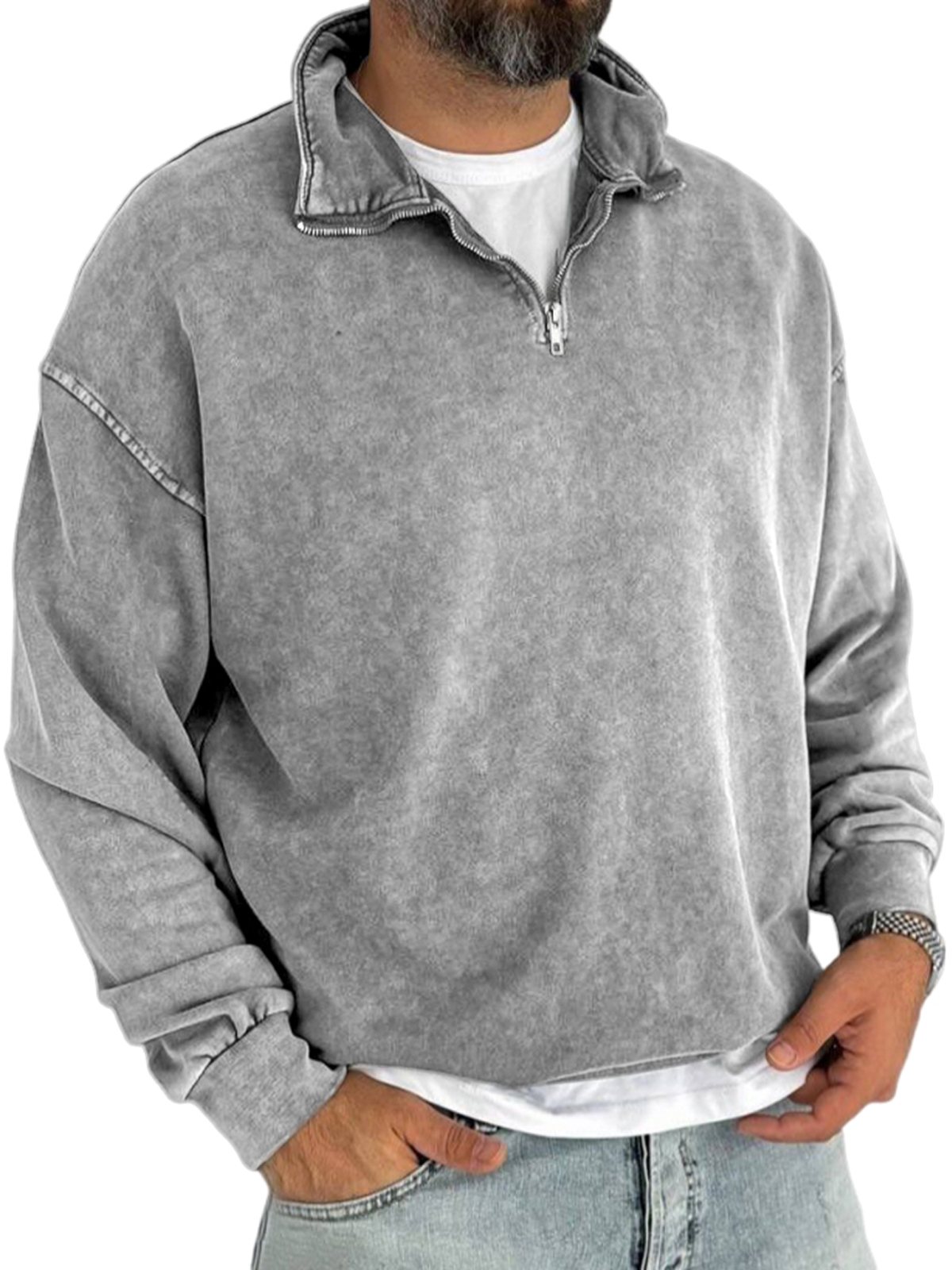 Men's Retro Half-zip Casual Everyday Sweatshirt