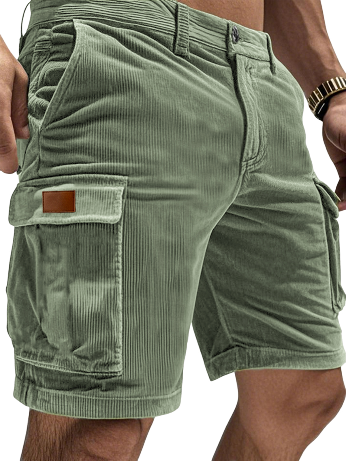 Corduroy Retro Casual Multi-Pocket Shorts