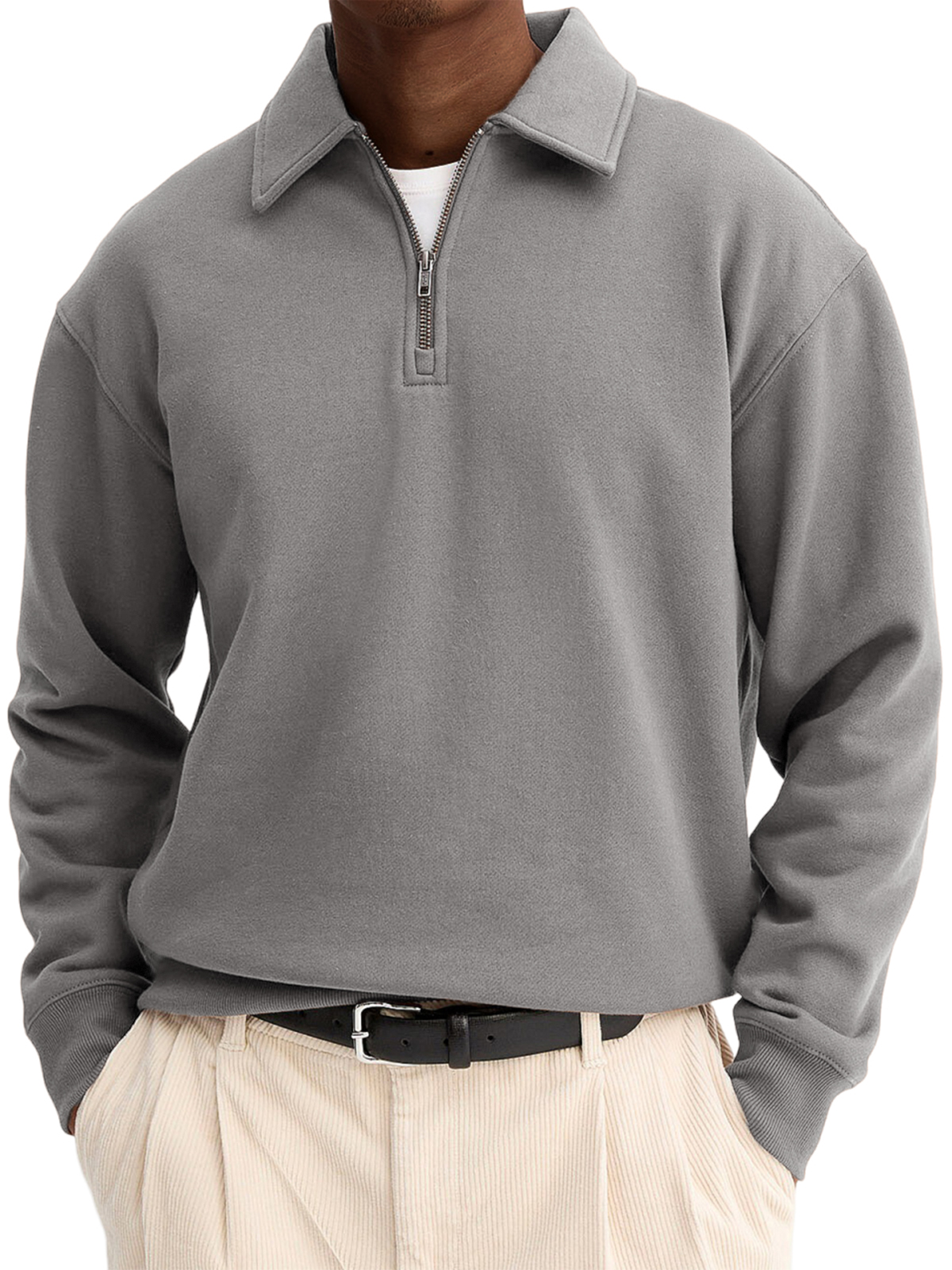 Men's Stylish Quarter-zip Basic Casual Pullover Sweatshirt