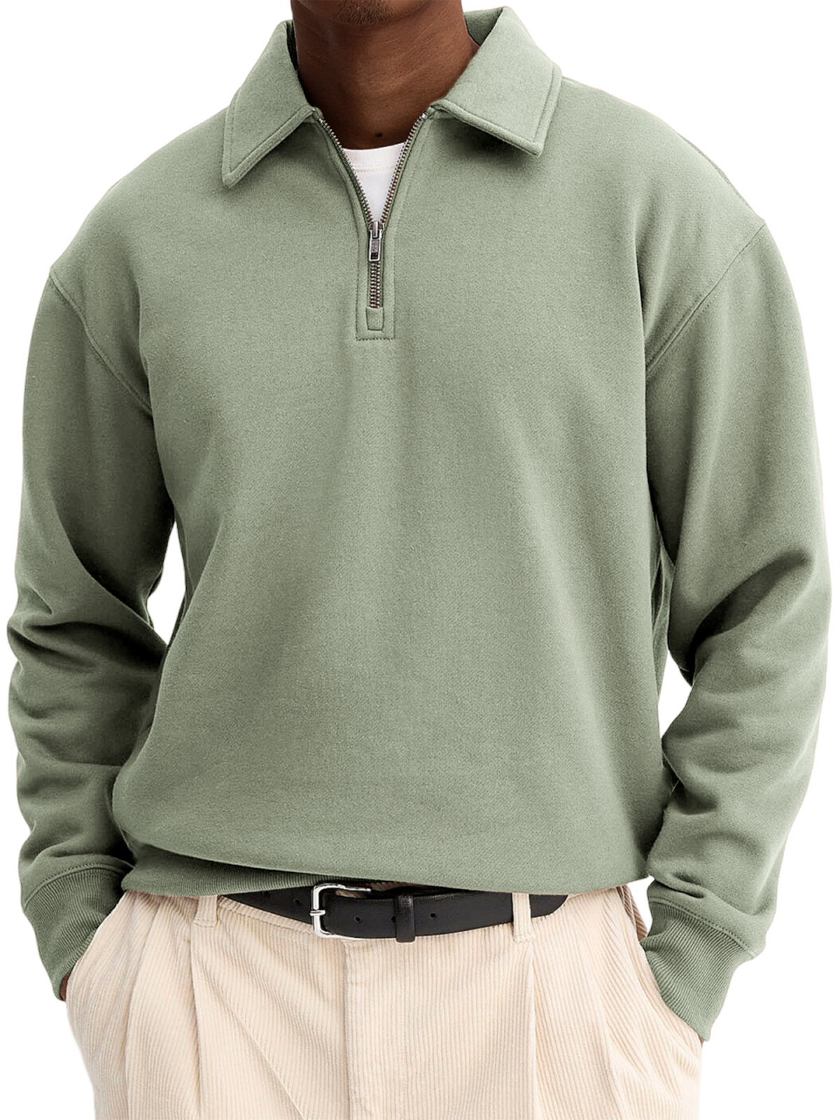 Men's Stylish Quarter-zip Basic Casual Pullover Sweatshirt