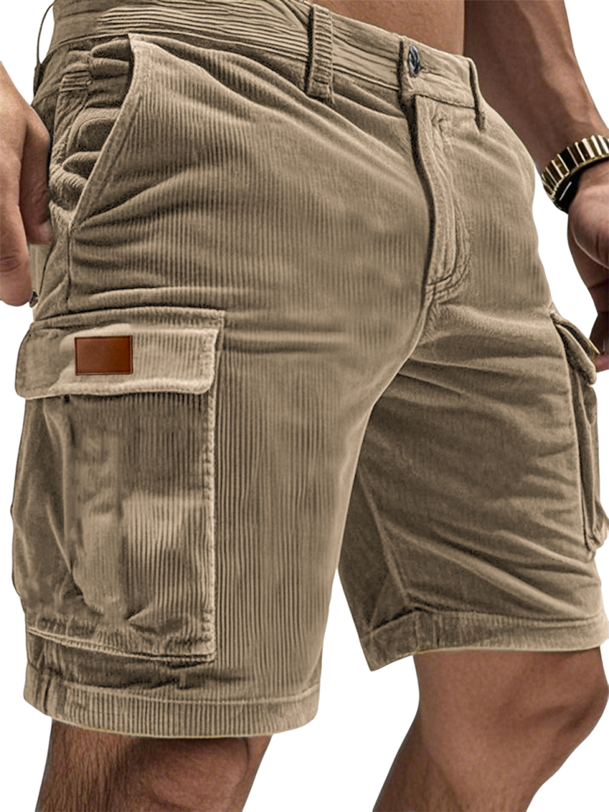 Corduroy Retro Casual Multi-Pocket Shorts