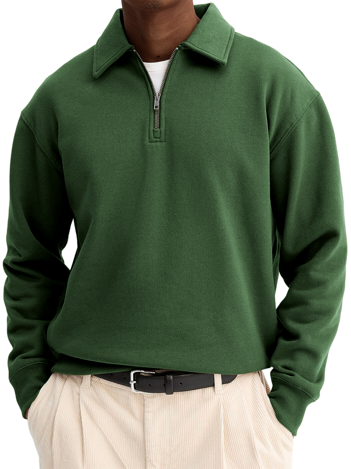 Men's Stylish Quarter-zip Basic Casual Pullover Sweatshirt