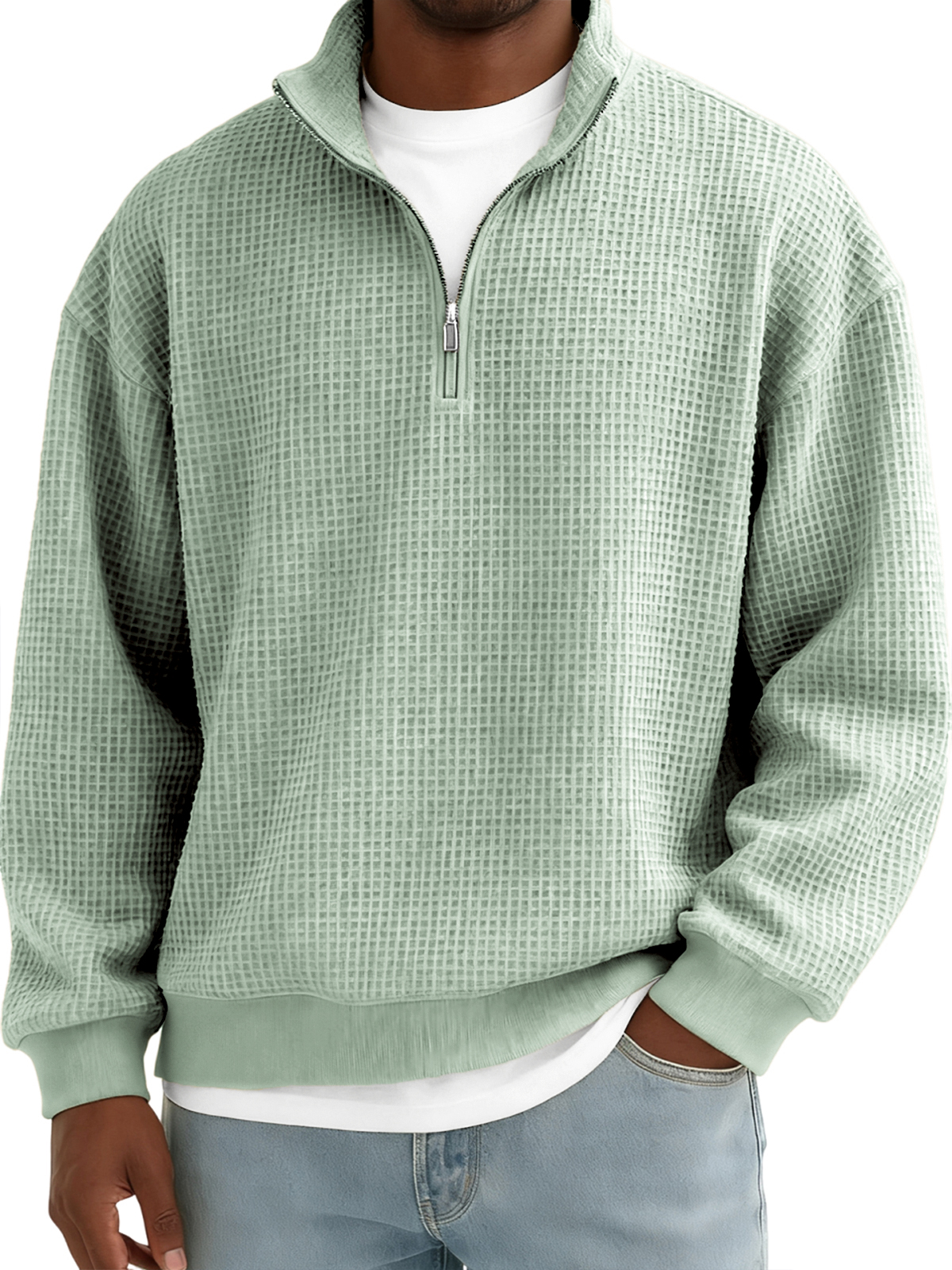 Men's Quarter-zip Breathable Waffle Pullover