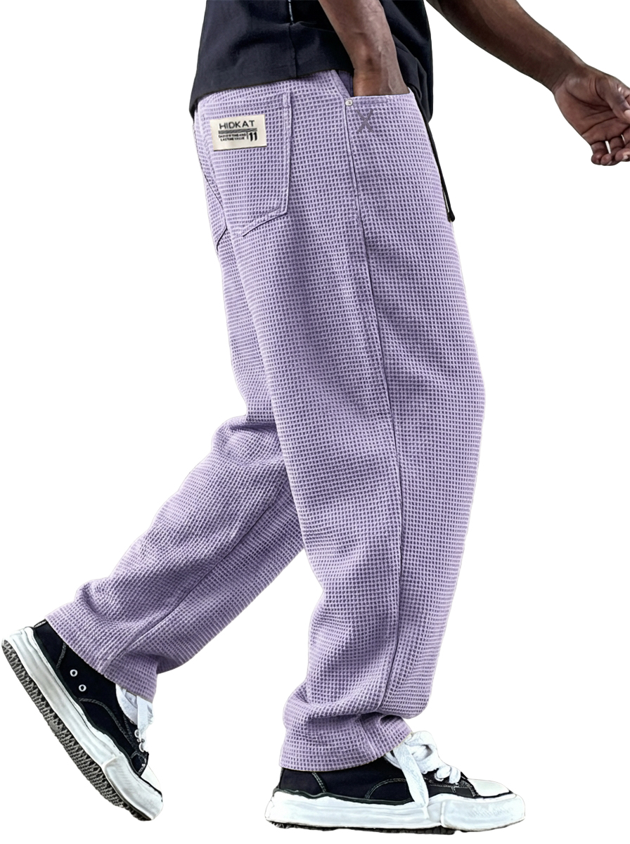 Men's Vintage Casual Multi-Pocket Waffle Fabric Trousers