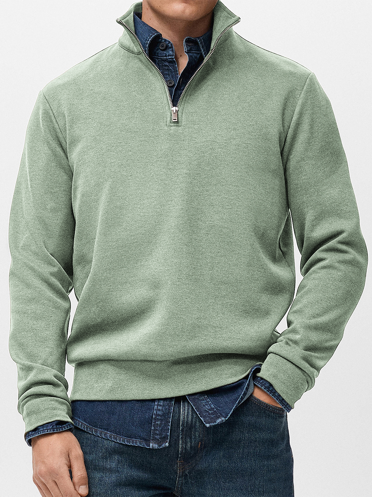 Men's Simple Heavyweight Everyday Quarter Zip Pullover