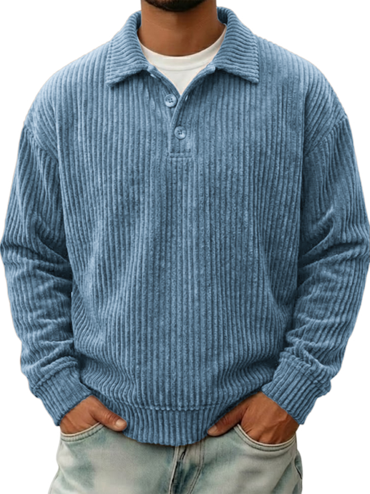 Men's Stylish Vintage Corduroy Pullover Polo Shirt
