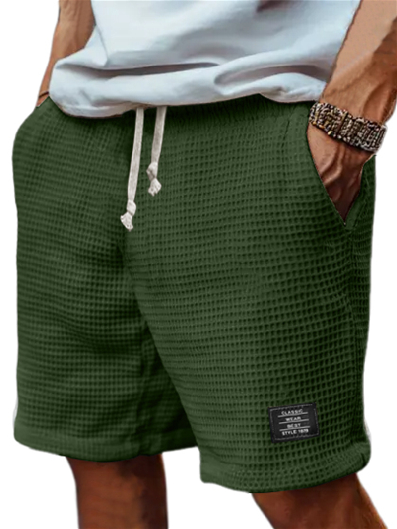 Men's Retro Waffle Textured Fabric Stylish All-match Logo Shorts
