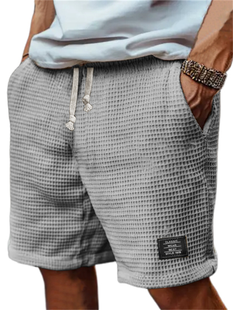 Men's Retro Waffle Textured Fabric Stylish All-match Logo Shorts