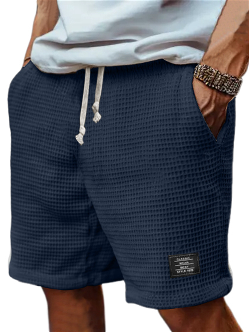 Men's Retro Waffle Textured Fabric Stylish All-match Logo Shorts