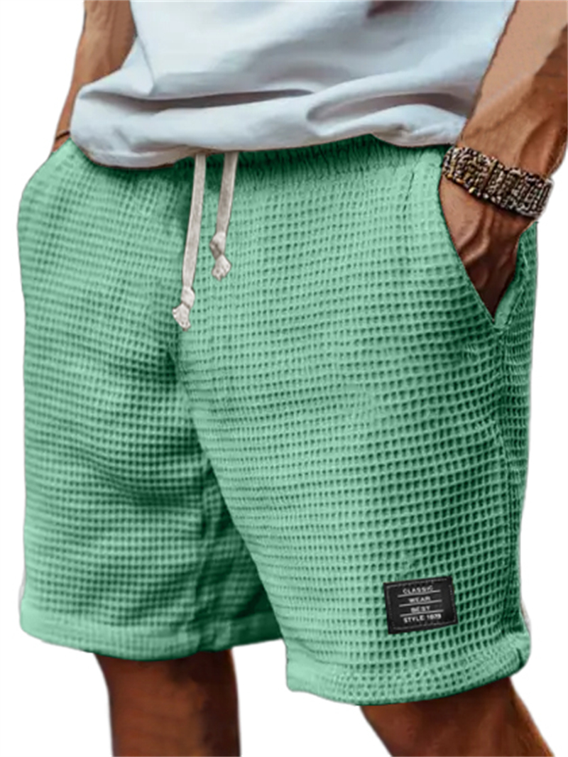 Men's Retro Waffle Textured Fabric Stylish All-match Logo Shorts