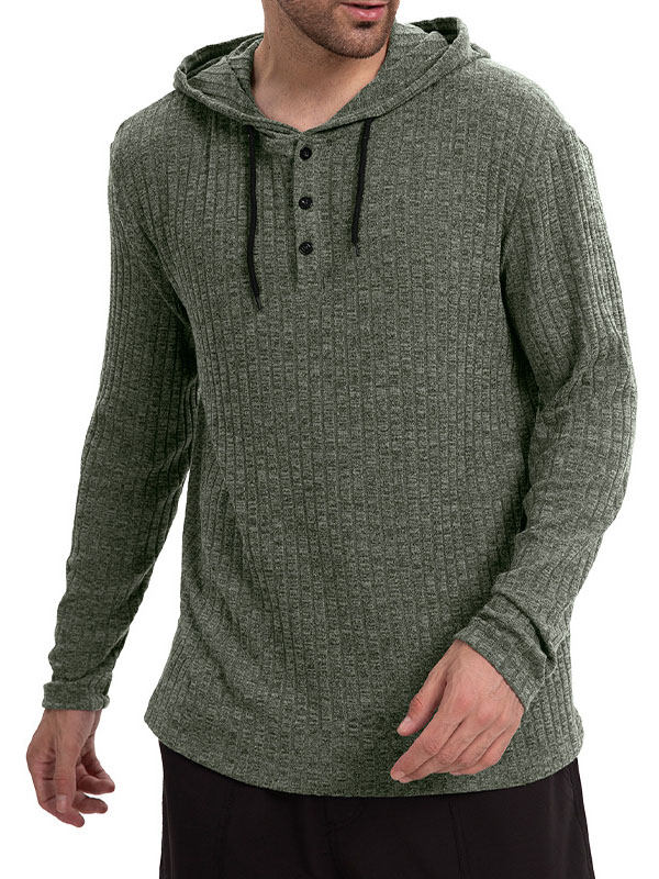 Men's Casual Corded Bottoming Long Sleeve Hoodie