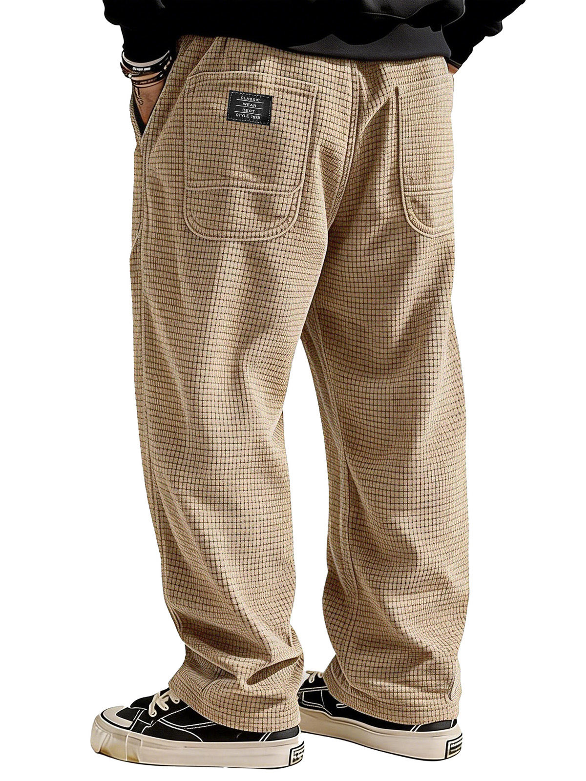 Stylish Casual Loose Waffle Fabric Pocket Tether Pants