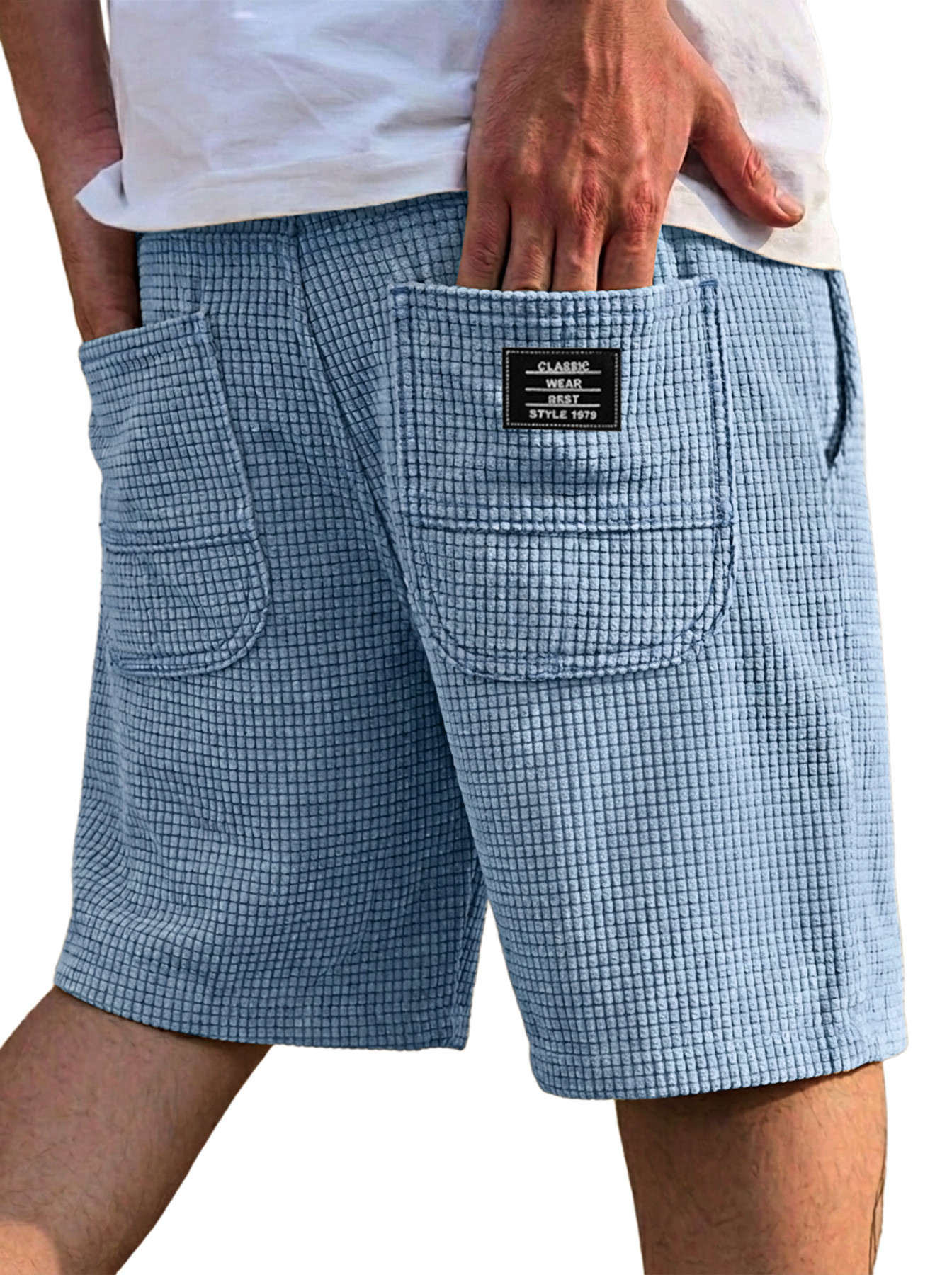 Men's Everyday Textured Embroidered Logo Casual Shorts