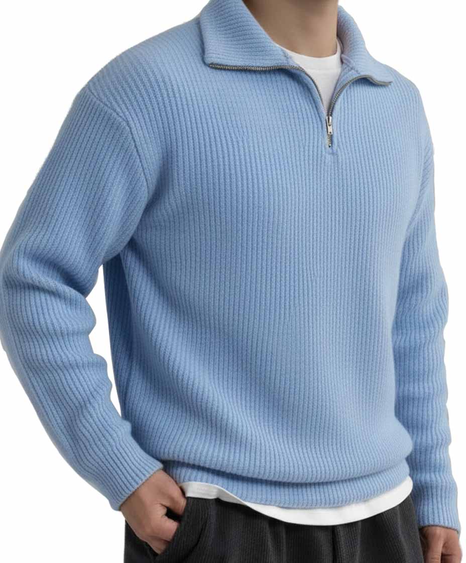Men's Fashionable Casual Stand Collar Zipper Long Sleeve Top