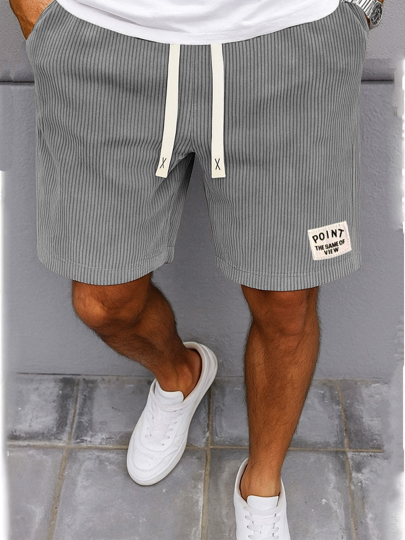 Men's Fashion Casual Outdoor Ribbed Fabric Logo Embroidered Shorts