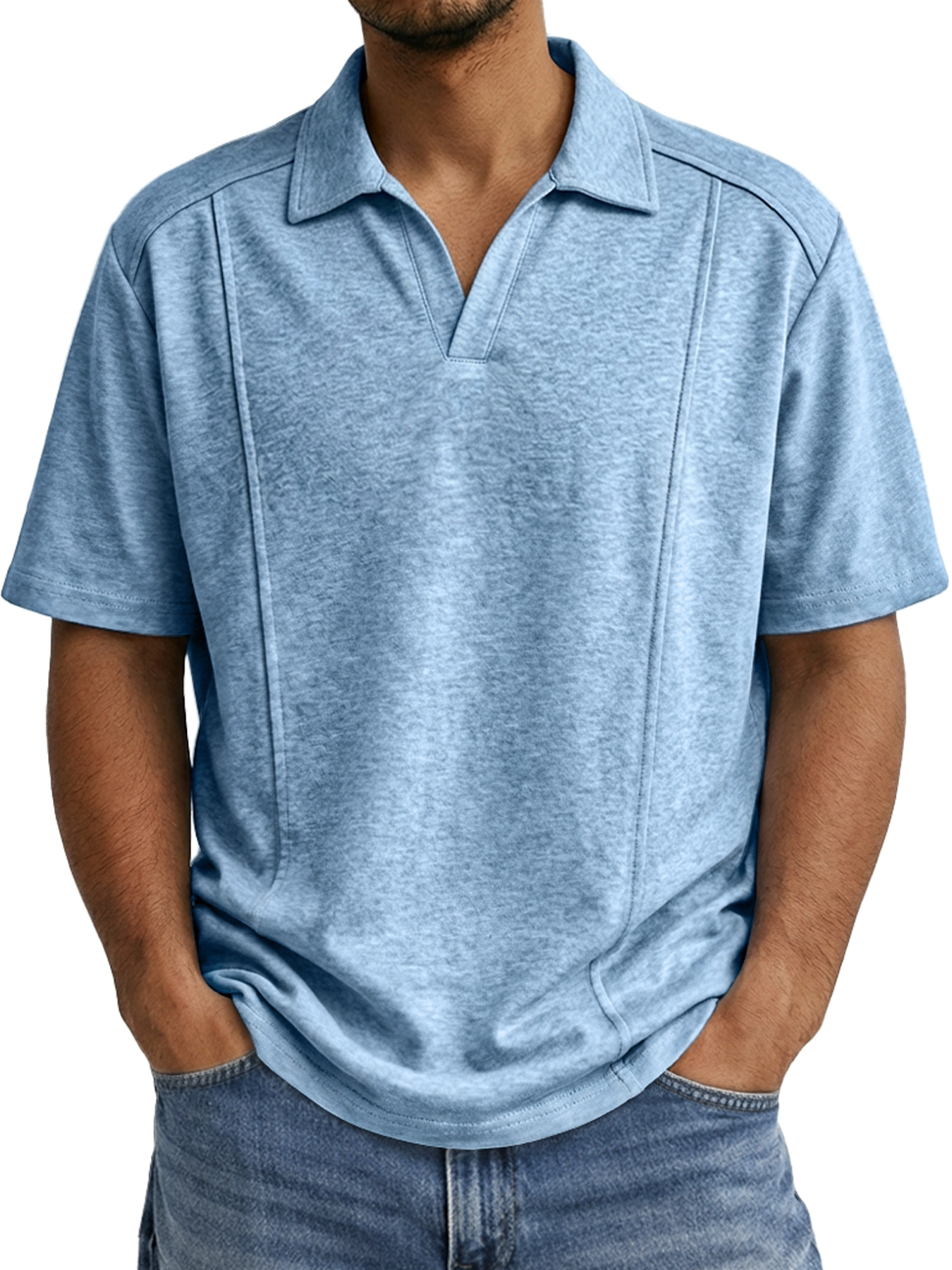 Men's Deconstructed Design Seagull Collar Casual Short-sleeved Polo Shirt