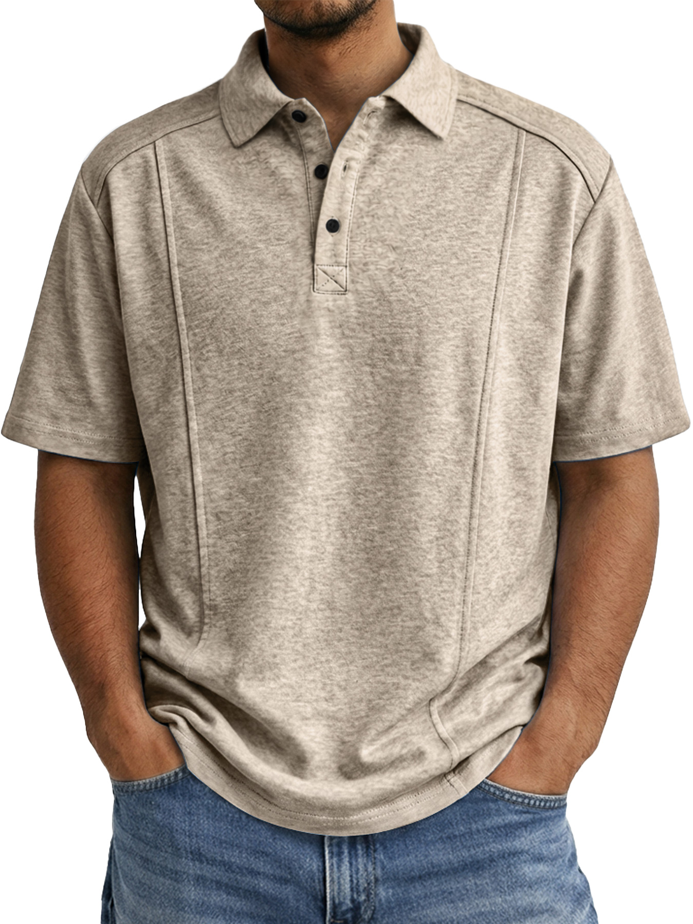 Men's Everyday Minimalist Deconstructed Design Casual Short-sleeved Polo Shirt