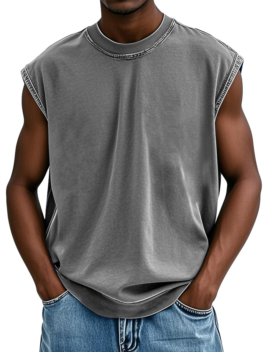 Men's Fashion Retro Washed Sports Sleeveless T-shirt