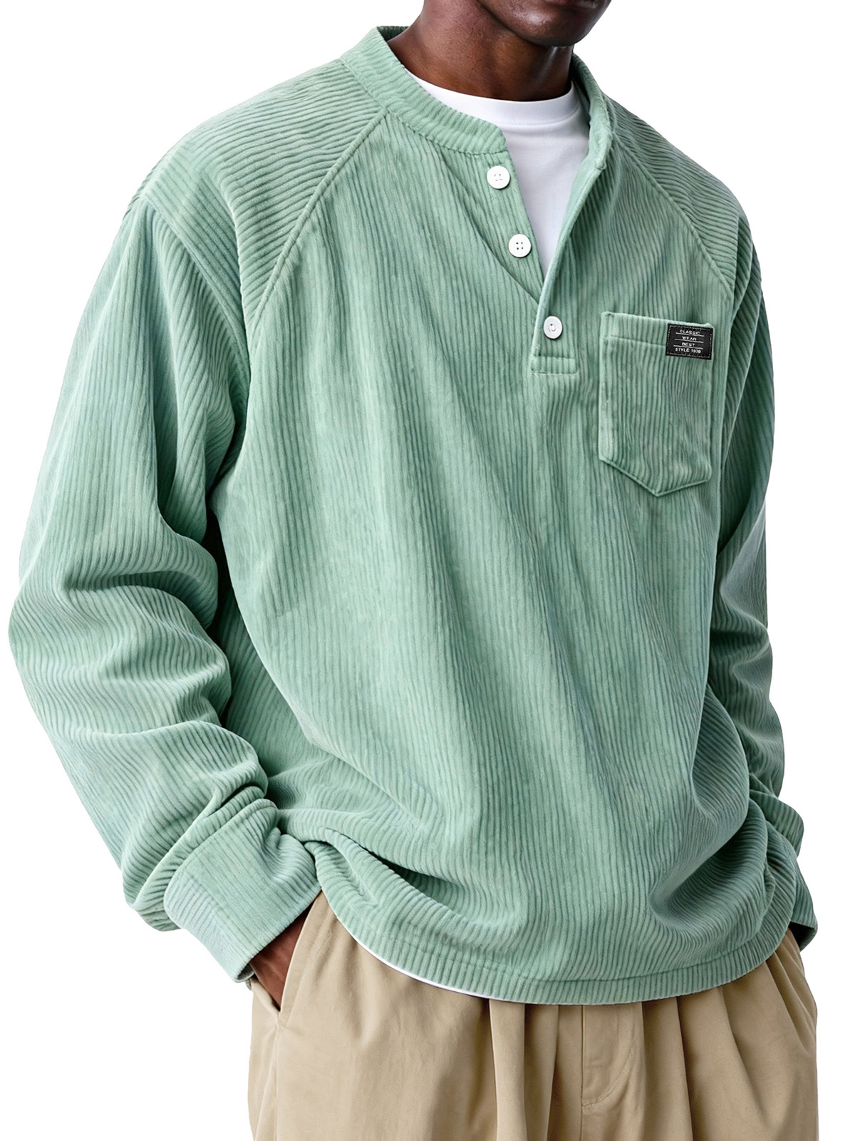 Men's Fashion Casual Plug-in Pocket Long-Sleeved Polo Shirt