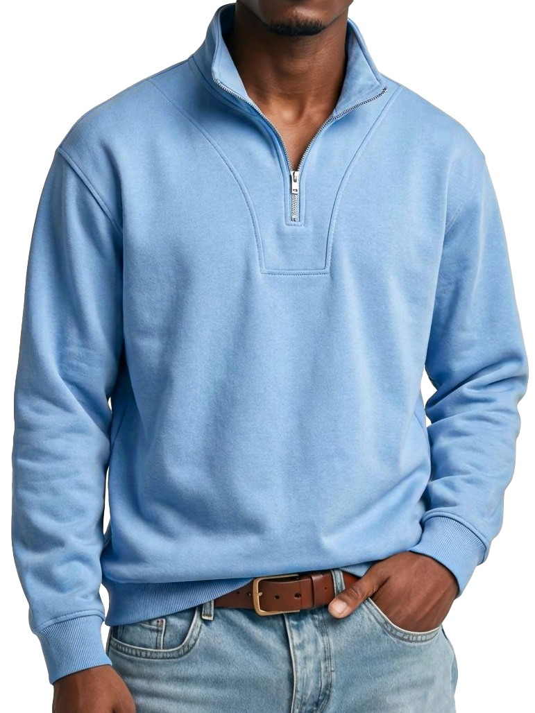 Men's Fashionable Casual Stand Collar Zipper Long-Sleeved Top