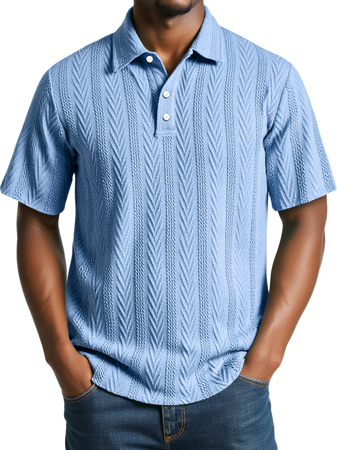 Men's Daily Jacquard Texture Casual Short-sleeved Polo Shirt