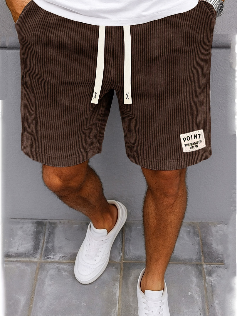 Men's Fashion Casual Outdoor Ribbed Fabric Logo Embroidered Shorts