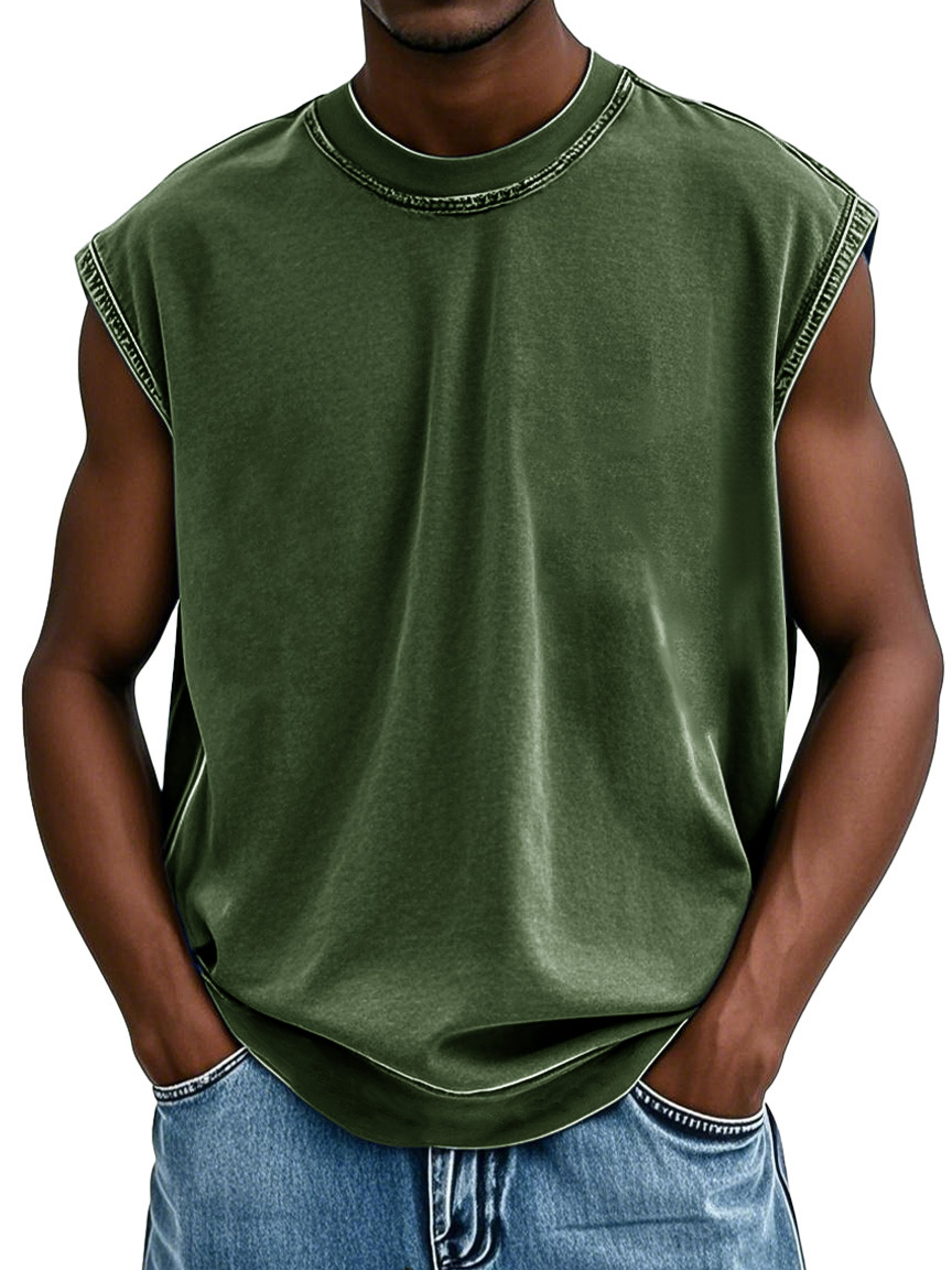 Men's Fashion Retro Washed Sports Sleeveless T-shirt
