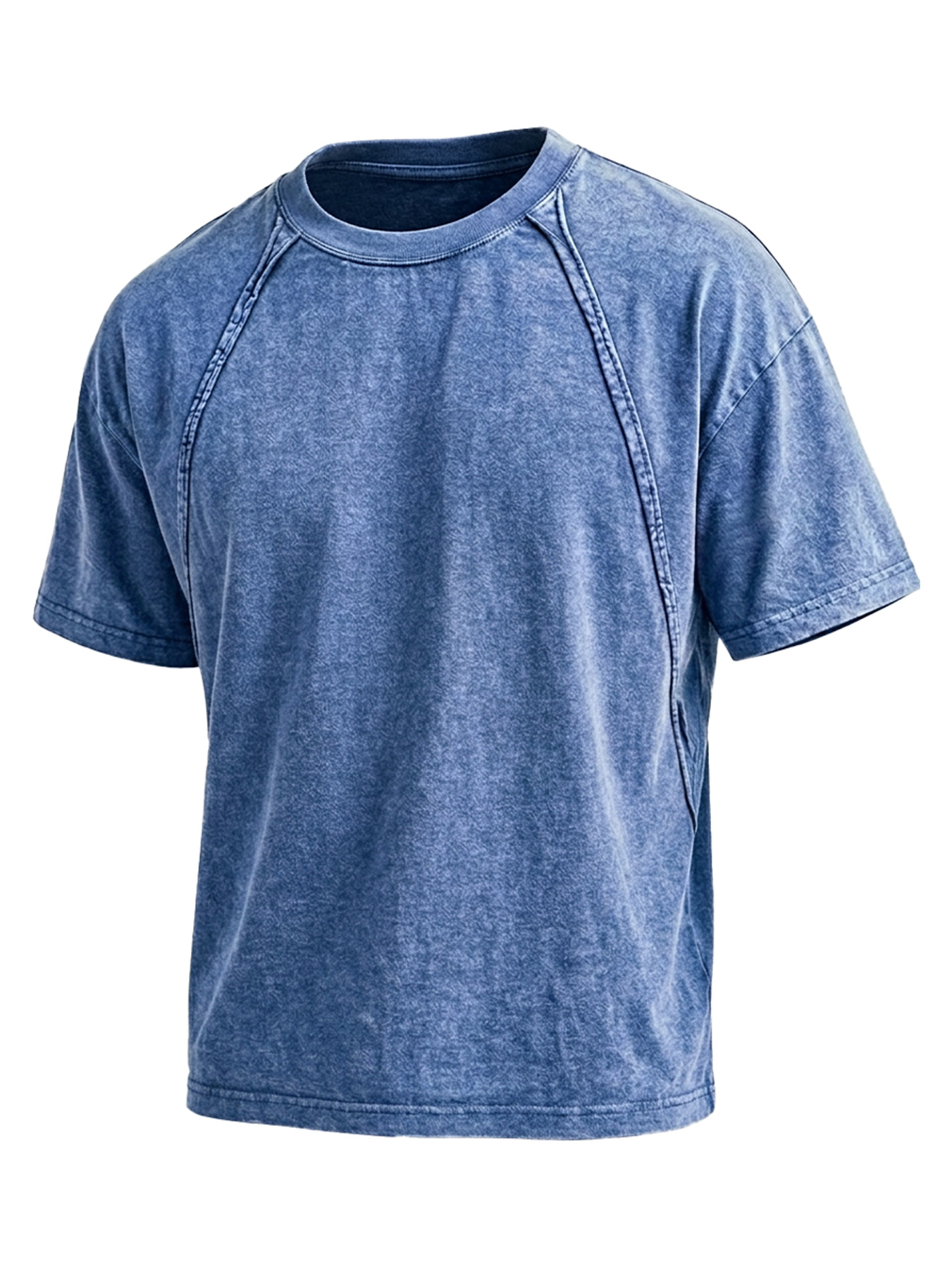 Men's Retro Crew Neck Raglan Design Casual Short-Sleeve T-Shirt