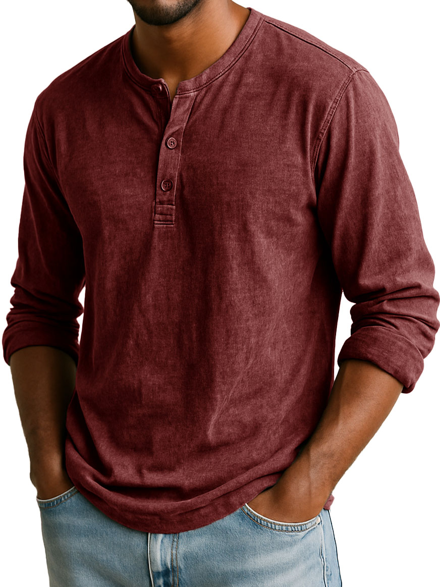 Men's Stylish Casual Long-sleeved Henley Shirt