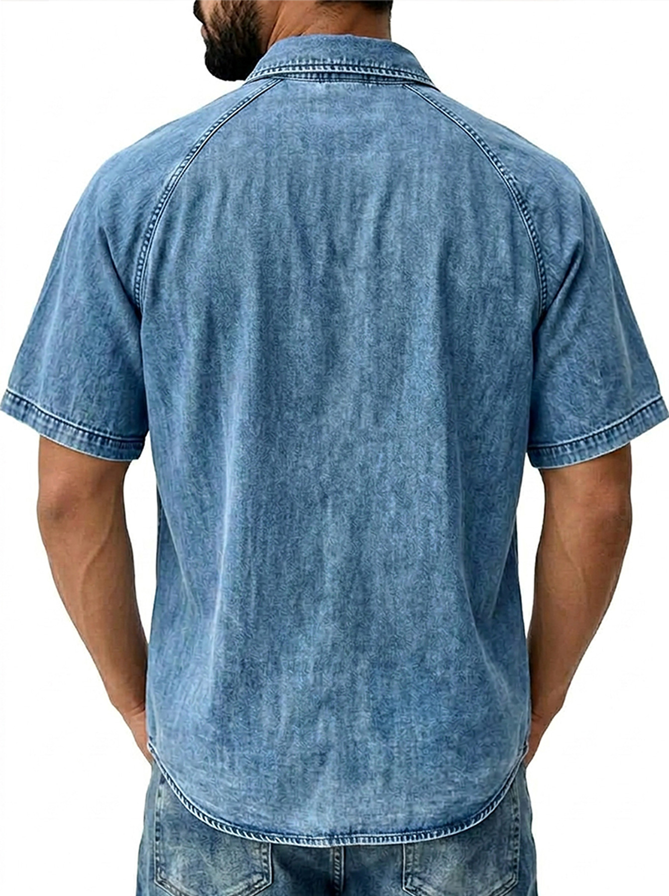 Men's Retro Raglan Pocket Casual Short-Sleeve Shirt