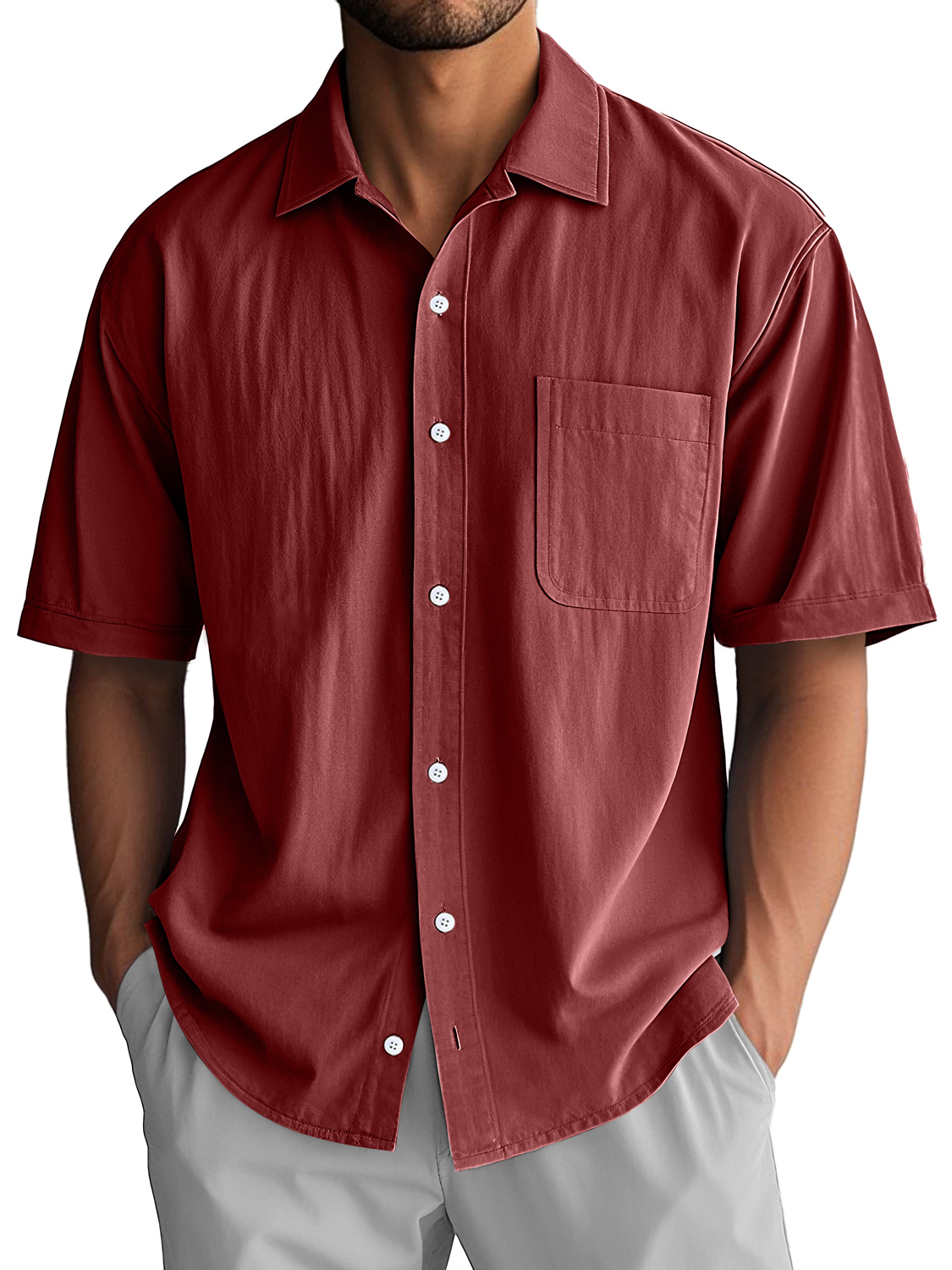 Men's Daily Casual Lapel Pocket Comfort Short Sleeve Shirt
