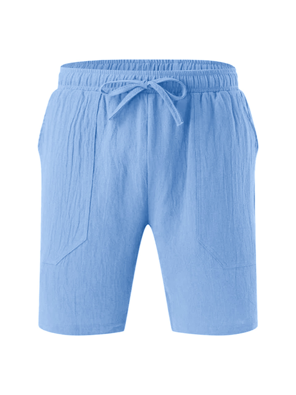 Men's Solid Color Drawstring Breathable Cotton and Linen Beach Shorts