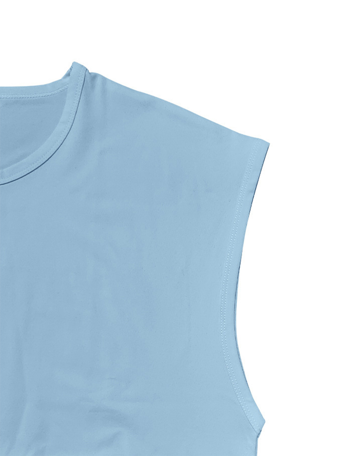 Men's Summer Round Neck Solid Color Sleeveless Tank Top T-Shirt