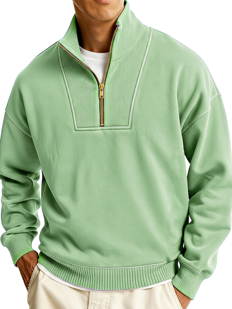Men's Fashionable Sporty Casual Stand Collar Zipper Long-Sleeve Sweatshirt