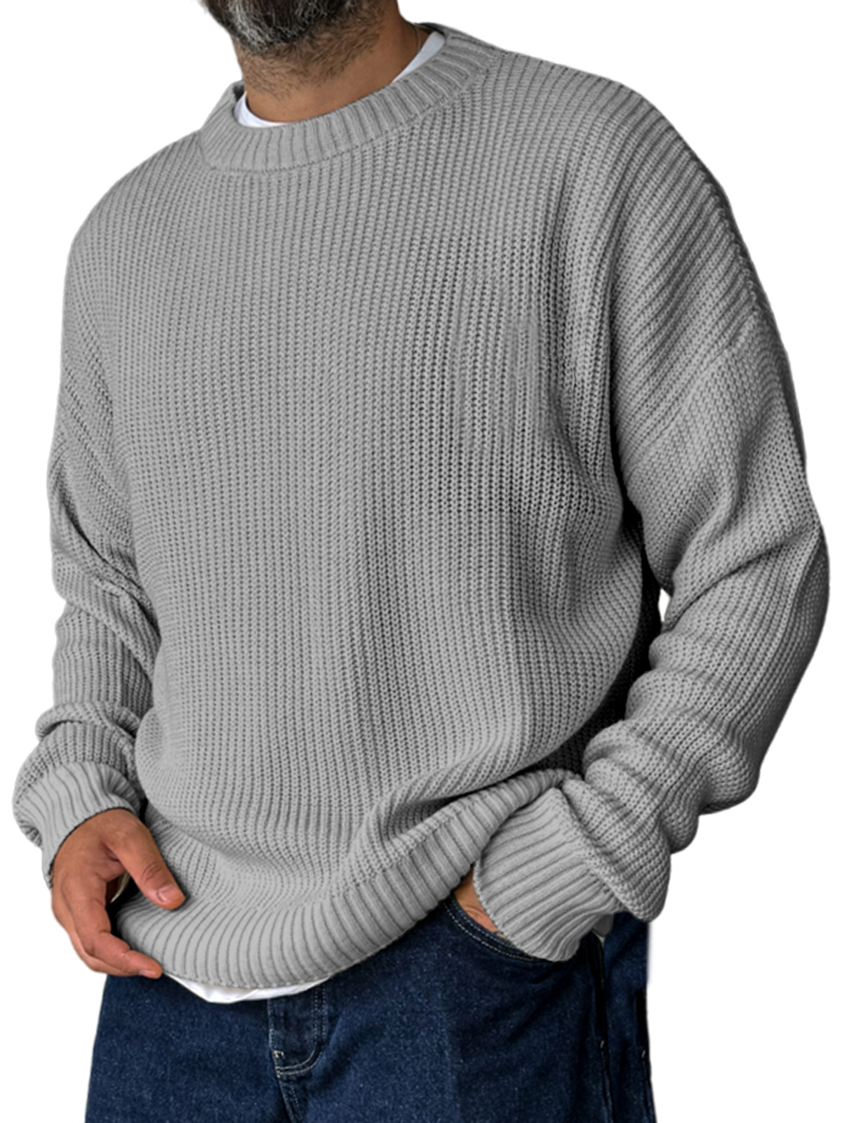 Men's Solid Color Comfortable Crew Neck Knitted Top