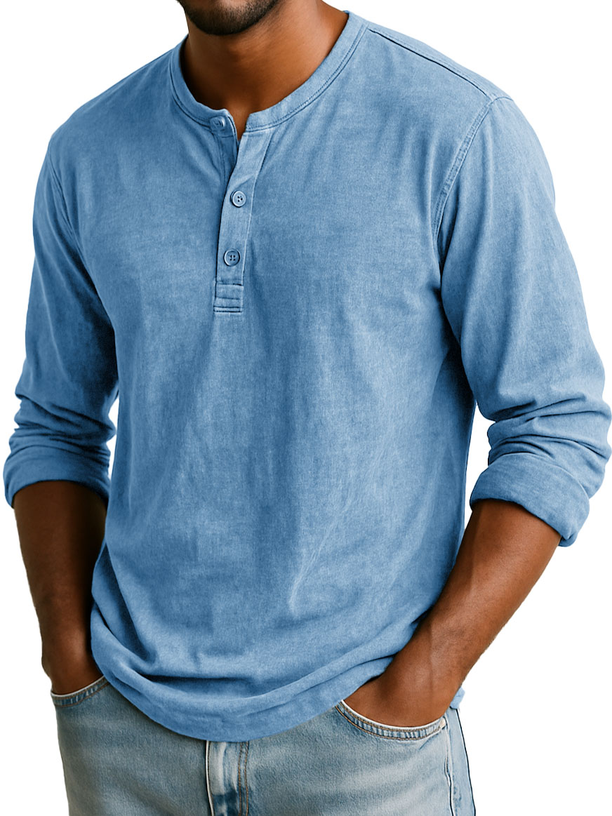 Men's Stylish Casual Long-sleeved Henley Shirt