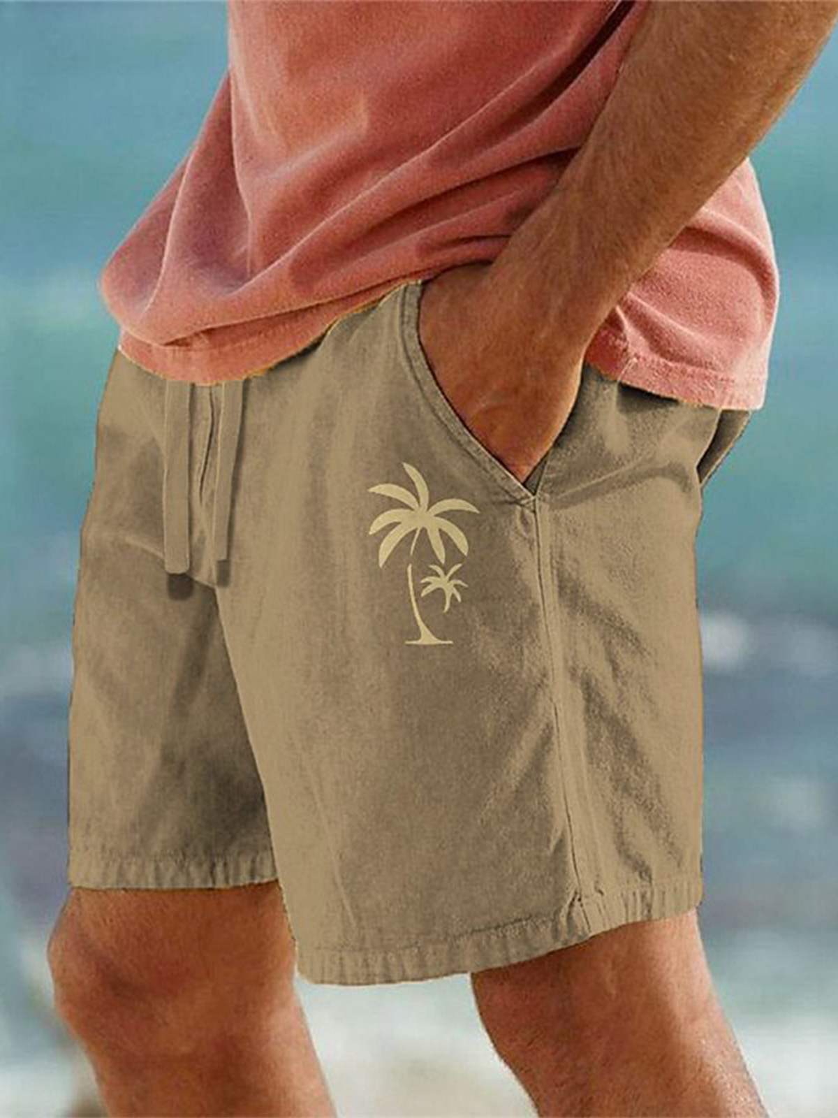 Men's Hawaiian Coconut Print Beach Shorts