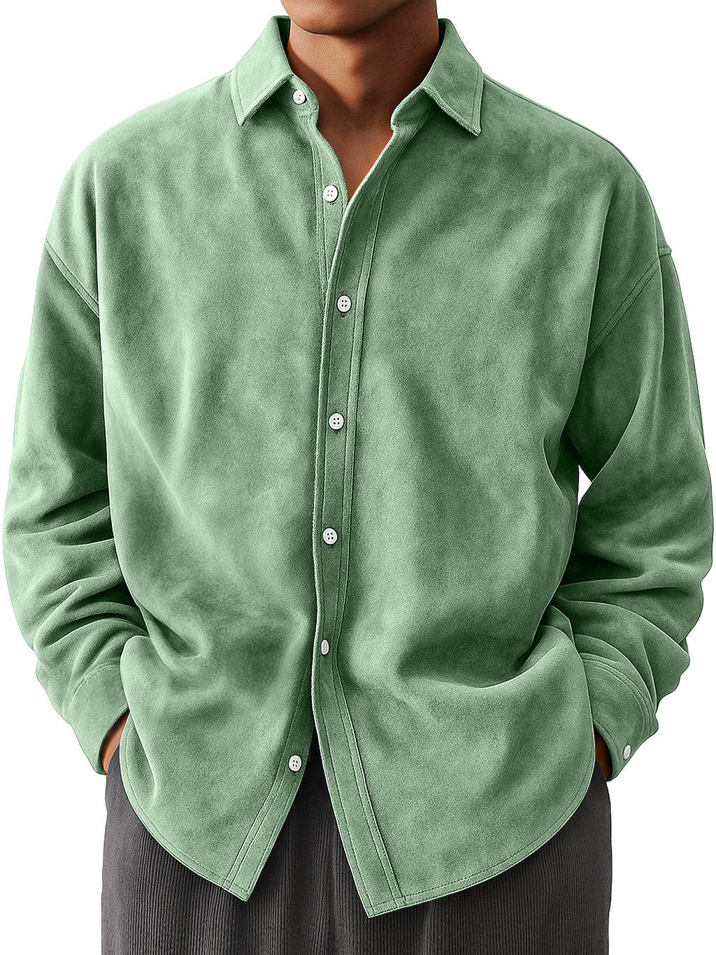 Men's Everyday Suede Casual Comfort Long Sleeve Shirt