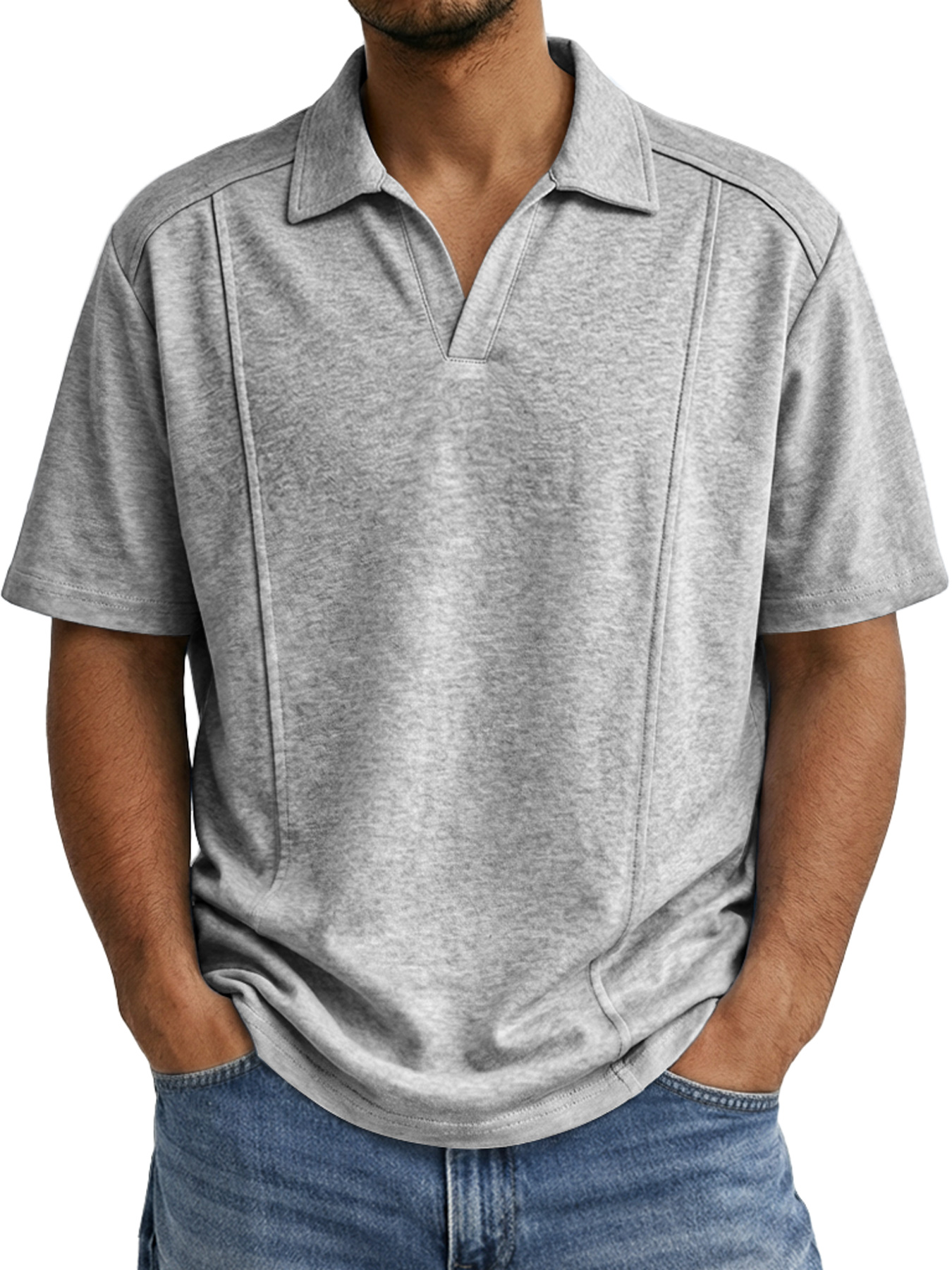 Men's Deconstructed Design Seagull Collar Casual Short-sleeved Polo Shirt