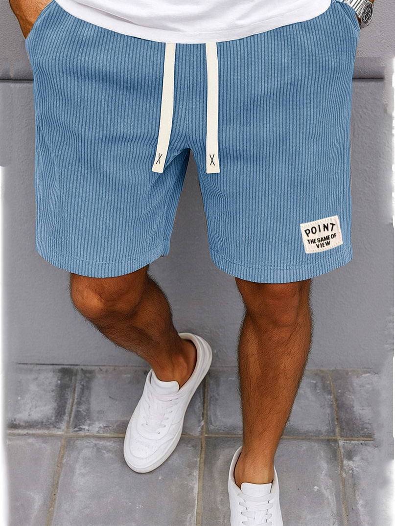Men's Fashion Casual Outdoor Ribbed Fabric Logo Embroidered Shorts