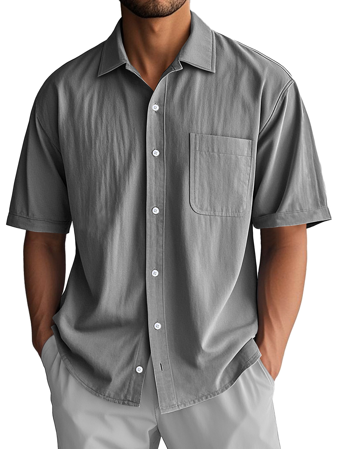 Men's Daily Casual Lapel Pocket Comfort Short Sleeve Shirt