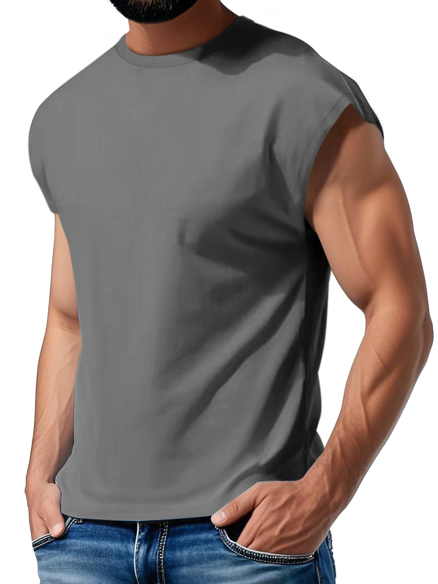 Men's Daily Casual Round Neck Waistcoat Comfortable Solid Color Sleeveless Vest