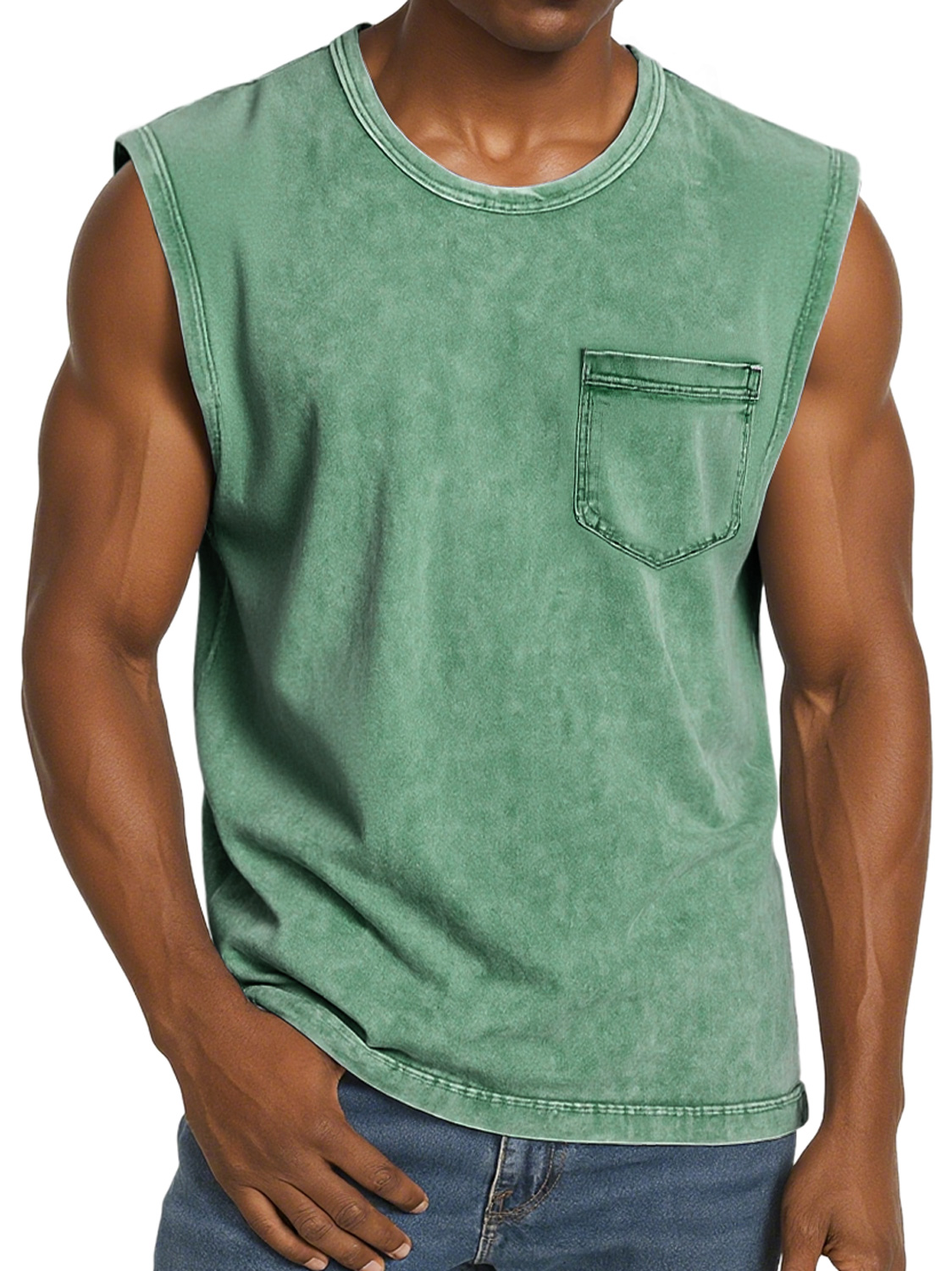 Men's Retro Round Neck Pocket Casual Comfort Sleeveless Vest