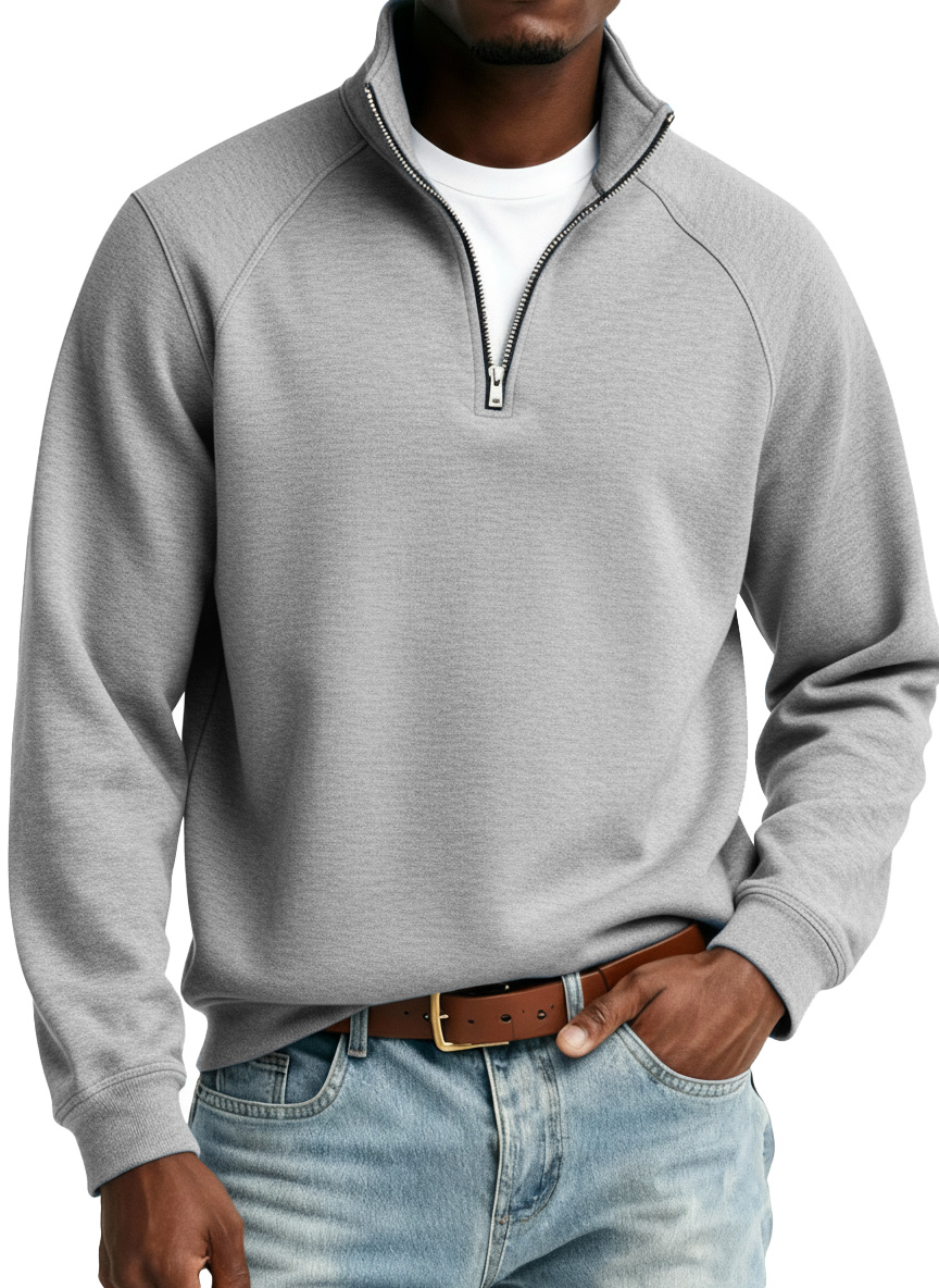 Men's Fashionable Casual Stand Collar Raglan Sleeve Long-Sleeve Sweatshirt