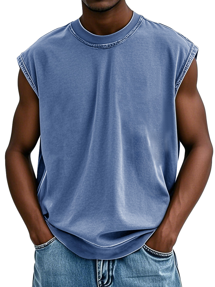 Men's Fashion Retro Washed Sports Sleeveless T-shirt