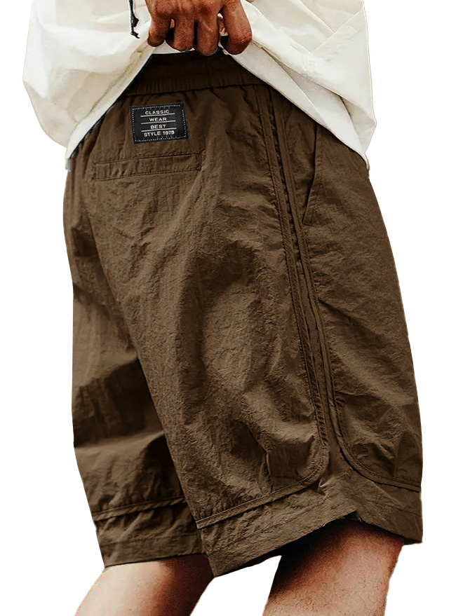  Men's Fashion Retro Outdoor Workwear Sports Embroidered Logo Pocket Shorts